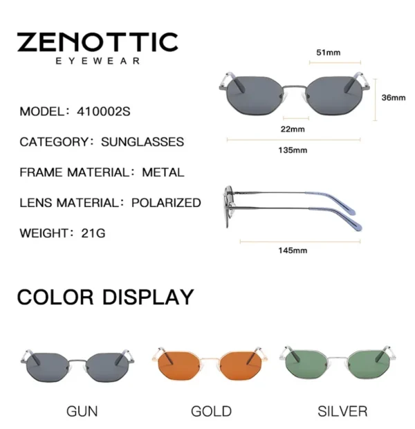 Zenottic retro kleine polygon polarisierte sonnenbrille frauen metall uv400 sonnenbrille männer blend freie uv400 brille treiben brillen 5