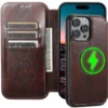 für iPhone 15 14 13 12 Pro Max Wallet Case [kompatibel mit Mag-Safe] Magnetisches Leder-Klapphülle mit Ständer und Kartenhalter