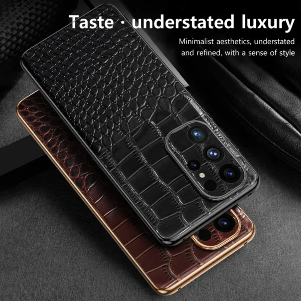 Handyhülle aus echtem Rindsleder für Samsung Galaxy S25 S24 Ultra S25 Plus, luxuriöse Rückseite 4