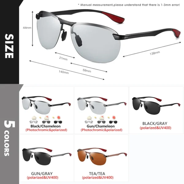2023 marke Design Upgrade Randlose Photochrome Sonnenbrille Männer Polarisierte Fahren Sonnenbrille Aluminium Anti-Glare heren zonnebril 5
