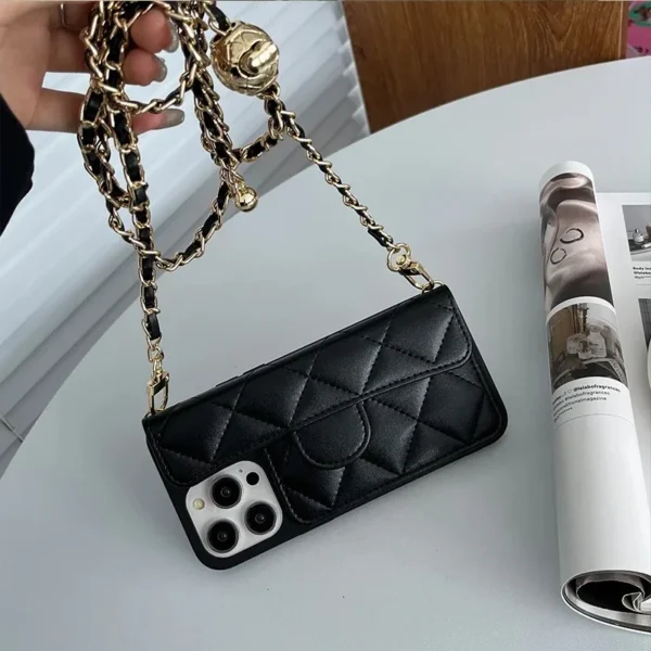 Crossbody verstellbare Lanyard-Handyhülle für iPhone 16 15 14 Plus 13 12 11 Pro Max, Brieftasche, Kartenhalter, Leder, inklusive Abdeckung 4