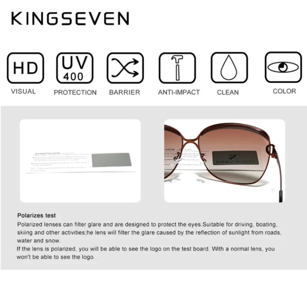 KINGSEVEN Damenbrille, Luxusmarke, Sonnenbrille, Farbverlauf, polarisierte Linse, runde Sonnenbrille, Schmetterling, Outdoor, Reisen 4