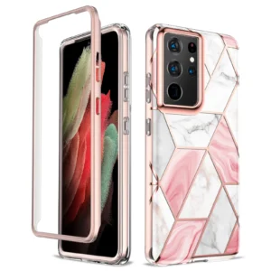 Luxuriöses, plattiertes Silikon für Samsung Galaxy S24 S23 S22 S21 Ultra Note 20 S10E Hülle, weiche Marmor-geometrische Handyhüllen