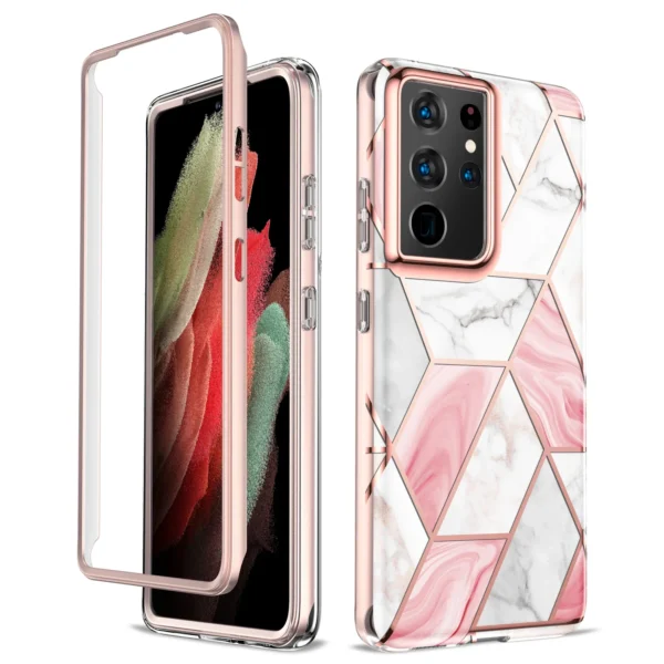 Luxuriöses, plattiertes Silikon für Samsung Galaxy S24 S23 S22 S21 Ultra Note 20 S10E Hülle, weiche Marmor-geometrische Handyhüllen