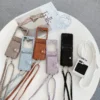 PU-Leder-Crossbody-Geldbörse mit Kartenhalter, Handyhülle für Samsung Galaxy Z Flip 5, 4, 3, Flip5, Flip4, Flip3, 5G, stoßfeste Abdeckung 6