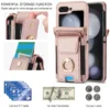 Umhängetasche mit Ring, Kartenhalter, Leder-Handyhülle für Samsung Galaxy Z Flip 6, 5, 4, 3, Lanyard, stoßfeste Schutzhülle 3