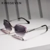 Kings even design mode dame sonnenbrille randlose frauen sonnenbrille vintage legierung rahmen klassische marke designer farben oculo