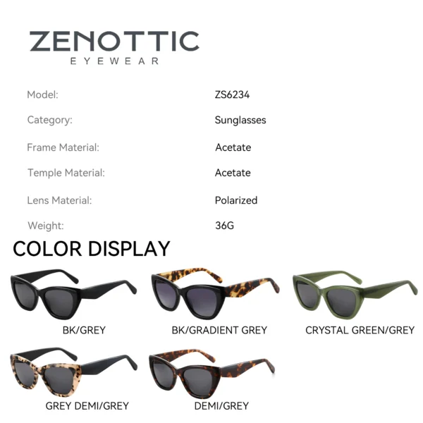 ZENOTTIC Damen-Sonnenbrille, quadratisch, Acetat, polarisiert, dicker Rahmen, UV400-Schutz, Sonnenbrille, modisches Damen-Einkaufsgeschenk 2