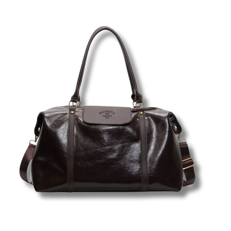 Glänzende PU-Reisetasche im Retro-Stil mit großem Volumen