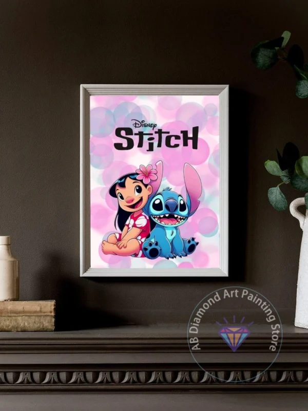 Stitch Lilo & Stitch 5D-Diamant-Malerei-Set zum Selbermachen, Diamant-Stickerei, Kreuzstich, handgefertigte Kunst, Geschenk, Basteln, Heimdekoration 2