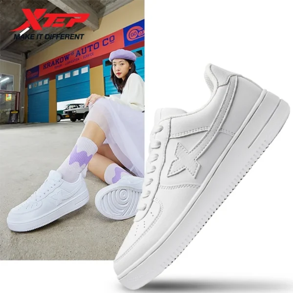 Xtep Damen-Skateboard-Schuhe, weiblich, Frühling, rutschfest, Damen-Wanderschuhe, weiß, schwarz, Haltbarkeit, gemütliche Turnschuhe 881218319851 2