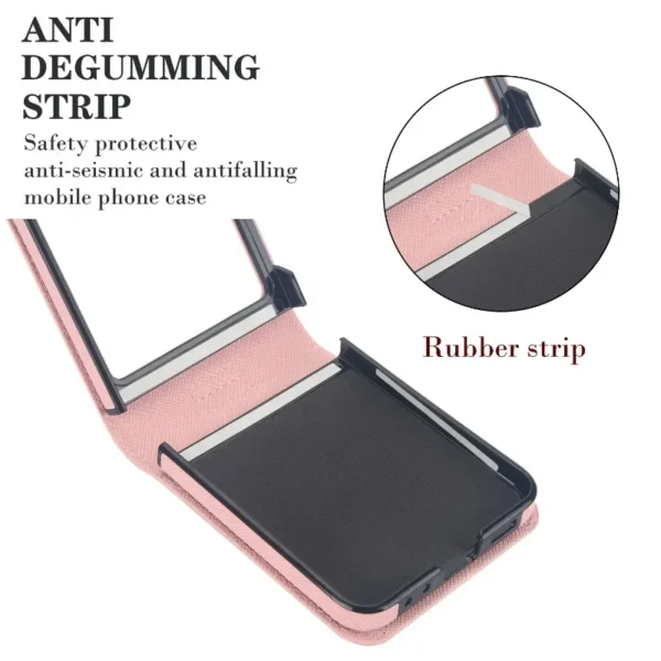 Lederring-Handyhülle für Samsung Galaxy Z Flip 6, 5, 4, 3, Flip6, Flip5, Flip4, Flip3, Brieftasche mit Kartenhalter, stoßfeste Abdeckung 4