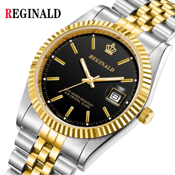Reginald Uhren Männer Diamant Business Uhr Silber Gold Stahl Auto Datum Quarz Handgelenk Uhren Für Männer Reloj Hombre Montre Homme 6