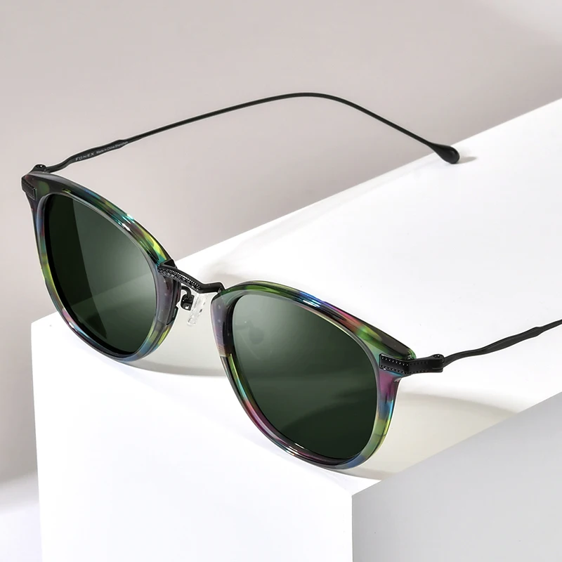 FONEX Acetat Titan Sonnenbrille Frauen Trendy Marke Design Vintage Retro Runde Polarisierte Japanische Sonnenbrille für Männer 85845 2