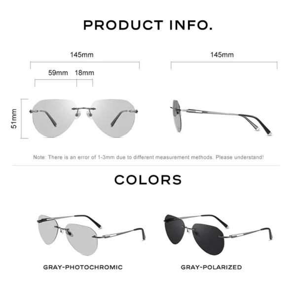 CAPONI Randlose männer Sonnenbrille Polarisierte Photochrome UV400 Outdoor Fahren Sonnenbrille Titan Legierung Mode Brillen BS22003 5
