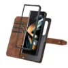 Leder-Geldbörse mit Reißverschluss, Kartensteckplatz, Handyhülle für Samsung Galaxy Z Fold 6, 5, 4, 3, Fold 6, 5G, Bildschirmschutz mit Standfunktion 5