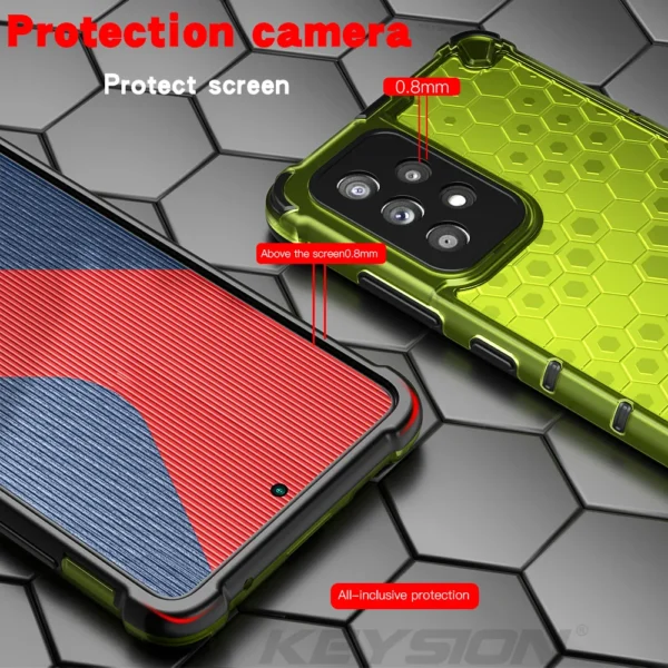 KEYSION stoßfeste Hülle für Samsung A52 5G A72 A53 A32 A12 A22 A73 A51 A71 Waben-Telefonabdeckung für Galaxy M12 M52 5G 6