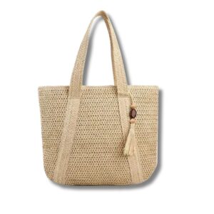 Handgefertigte Damen Strohtasche – Sommer-Umhängetasche mit Quaste, große Kapazität
