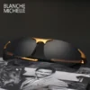 Hochwertige, ultraleichte Aluminium-Magnesium-Sport-Sonnenbrille, polarisiert, für Herren, UV400, rechteckig, goldfarben, für den Außenbereich 4