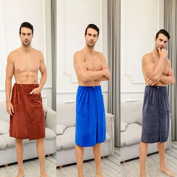 Verstellbarer sexy Herren-Baderock, tragbares Herren-Badetuch, weich, saugfähig, geeignet für Sauna, Spa, saugfähiges Strandtuch für Erwachsene 2