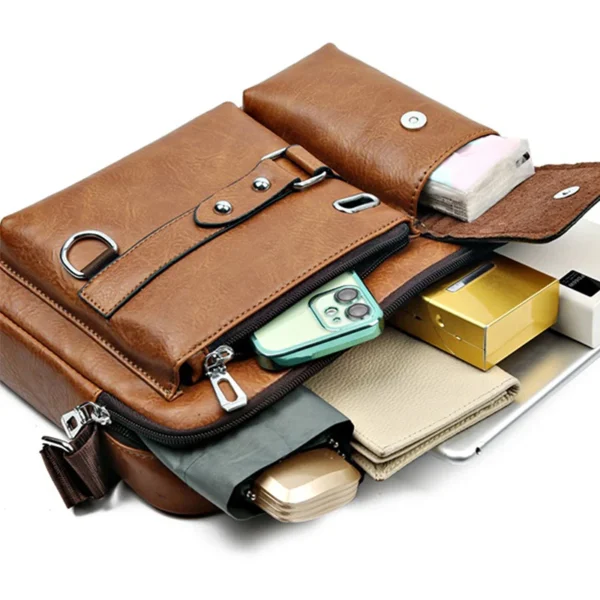 PU Umhängetasche Herren Handtasche Herren Casual Bag Businesstasche Große Kapazität Schulter Umhängetasche 3