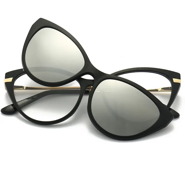 Hochwertige, blendfreie, polarisierte TR90-Sonnenbrille für Damen und Herren, 5-in-1-Sets, magnetischer Sonnenschutz, Clip-on-Sonnenbrille, Brillen, weiblich 4