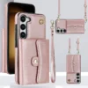 Handgelenkschlaufe Umhängetasche Handyhülle für Samsung Galaxy S24 FE S25 Ultra S23 S22 S21 Plus A16 A15 A35 A55 A14 A54 A53 Wallet Card H