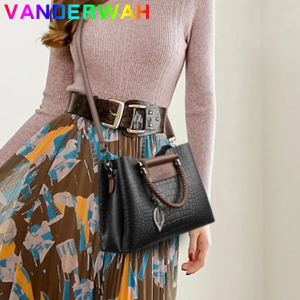 Marke Leder 3 Schichten Alligator Umhängetasche für Frauen Weibliche Schulter Messenger Sac Luxus Designer Damen Handtaschen 3