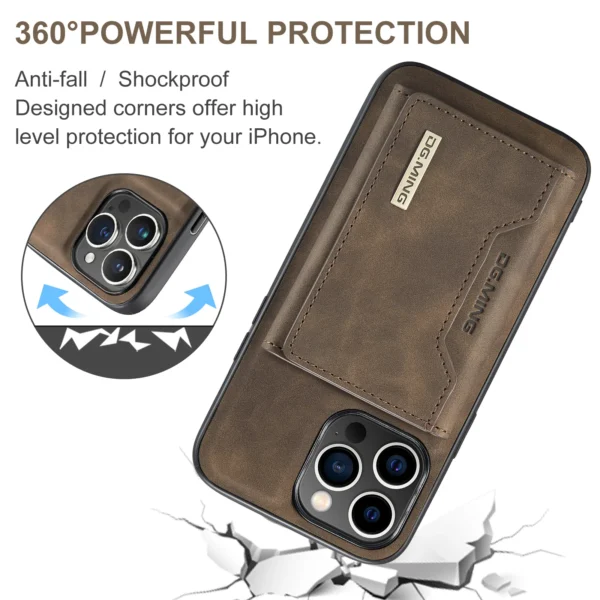 Abnehmbare 2-in-1-Brieftaschenhülle mit Kartenhalter für iPhone 13 Mini 16E 16 15 Plus 14 13 12 Pro Max XS XR, stoßfeste Lederhülle 5