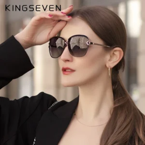 KINGSEVEN Damenbrille, Luxusmarke, Sonnenbrille, Farbverlauf, polarisierte Linse, runde Sonnenbrille, Schmetterling, Outdoor, Reisen