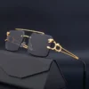 Mode metall leopard randlose sonnenbrille doppel brücken gradienten ozean film schattierungen uv400
