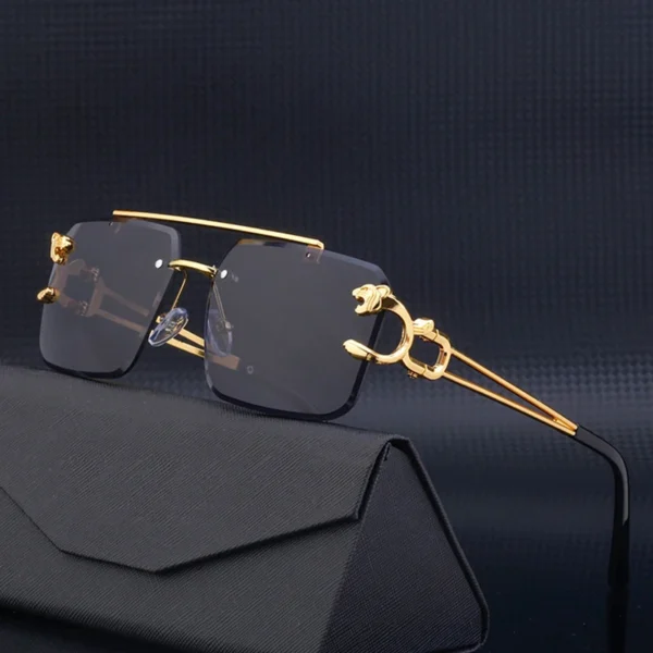 Mode metall leopard randlose sonnenbrille doppel brücken gradienten ozean film schattierungen uv400