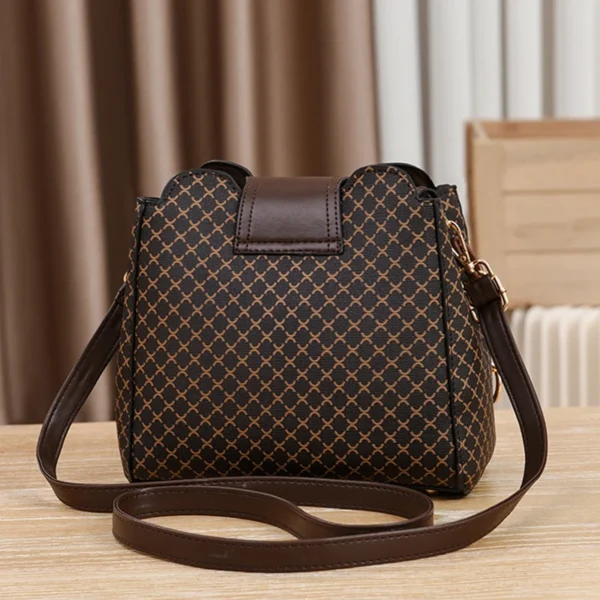 Neue Frauen Handtasche Tasche Luxus Design Eimer Schulter Umhängetasche Flip Check Druck Große Kapazität Einzelnen Schulter Straddle Tasche 2