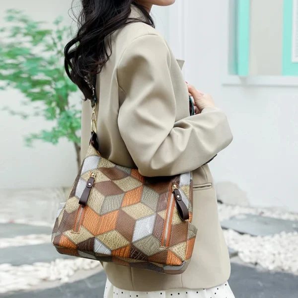 Mode Kontrast Farbe Große Kapazität Weibliche Einkaufstasche PU Leder dame Schulter Tasche Marke Designer frauen Eimer Handtaschen 2