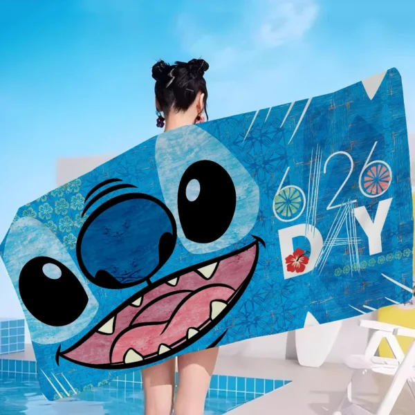S-Stitch Cartoon-Strandtuch, bunte Badetücher für Mädchen, Mikrofaser, schnell trocknend, individuell, sandfrei, Strand, Yoga, Spa, Fitnessstudio, Pool