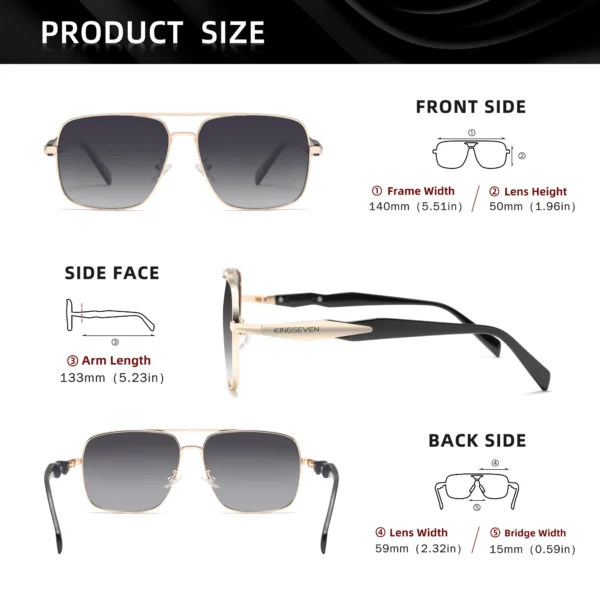 KINGSEVEN Mode Kausalen Sonnenbrille Männer Quadratischen Rahmen Anti-reflexion Polarisierte UV400 Objektiv Gläser Fahren Brillen 3