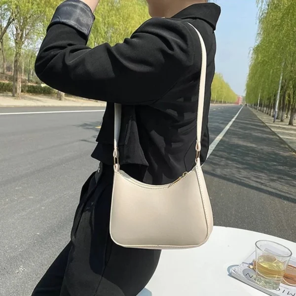 Neue frauen Mode Handtaschen Retro Einfarbig PU Leder Schulter Unterarm Tasche Casual Frauen Hobos Handtaschen 4