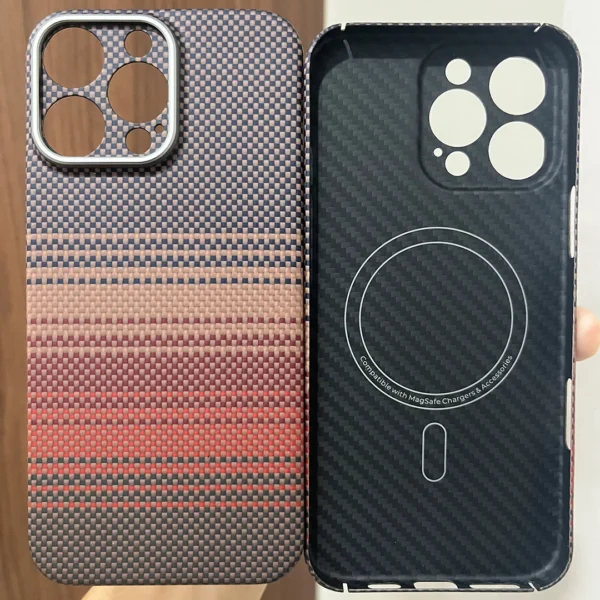 Magnetische echte Aramid-Carbonfaser-Telefonhülle für iPhone 13 14 15 16 Pro Max 16 Pro Max i14 i15 i16 Macsafe Magsafe 2