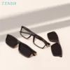 TR90 Männer Frauen Rechteck Vollrand Brille mit Federscharnier Magnetische Clip-On Polarisierte Sonnenbrille für verschreibungspflichtige Gläser 2