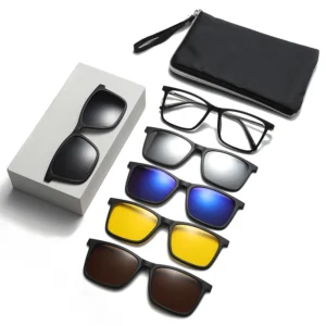 KAMMPT Vintage Quadratische Polarisierte Sonnenbrille Set Männer Mode Austauschbare Magnetische Linsen Outdoor Shades Trendy Fahren Sonnenbrille
