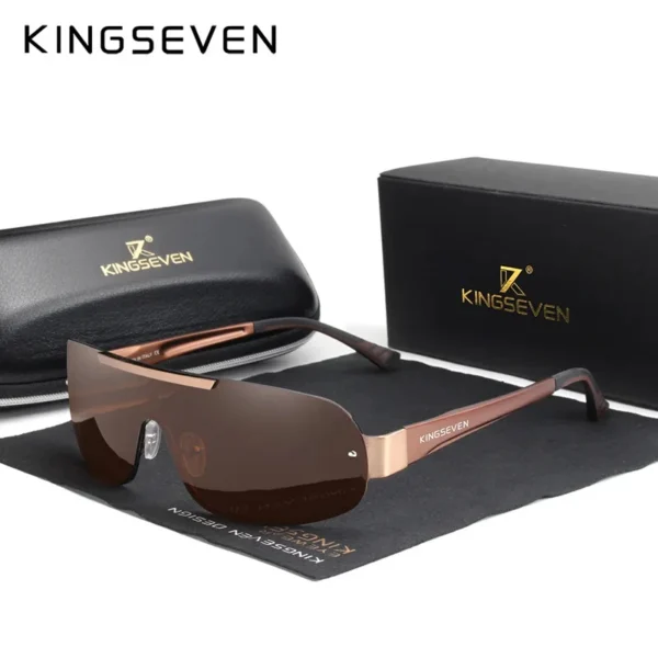 KINGSEVEN Sonnenbrille für Herren, Aluminium, HD, polarisiert, UV400-Brille, integrierte Spiegellinse, Brillen, Nachtsicht 4
