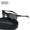 Hochwertige, ultraleichte Aluminium-Magnesium-Sport-Sonnenbrille, polarisiert, für Herren, UV400, rechteckig, goldfarben, für den Außenbereich 5