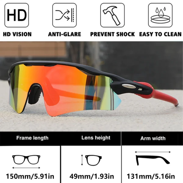 KROKODIL Fahrradbrille für Männer und Frauen, TR90-Rahmen mit HD-Linse, blendfrei, für MTB, Laufen, Fahren, Angeln, Herren-Sport-Sonnenbrille 5
