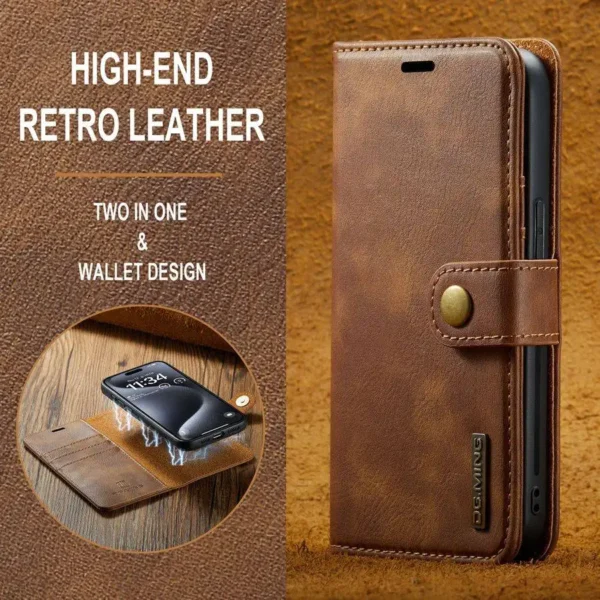 Retro-Klapphülle für Apple iPhone 16, 15, 14 Plus, 13 Pro, 12 Mini, XS Max, XR, 7, 8, SE, abnehmbare Rückseite, integrierter Magnet 3