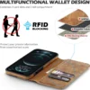 Lederhülle für iPhone 16 15 14 13 12 11 Pro Max XS XR Wallet Case [RFID-Blockierung] Schlanke magnetische Flip-Cover mit Kartenhalter 5