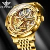 Oupinke 3173 Luxus Gold mechanische Uhr für Männer Hollow Top Marke Original automatische Armbanduhr 50m wasserdichte Leucht uhren 2