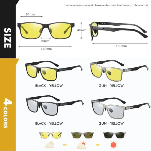Top Carbon faser Platz Fahren Photochrome Polarisierte Sonnenbrille Männer Tag Nacht Vision Brille sonnenbrille gafas de sol hombre 4