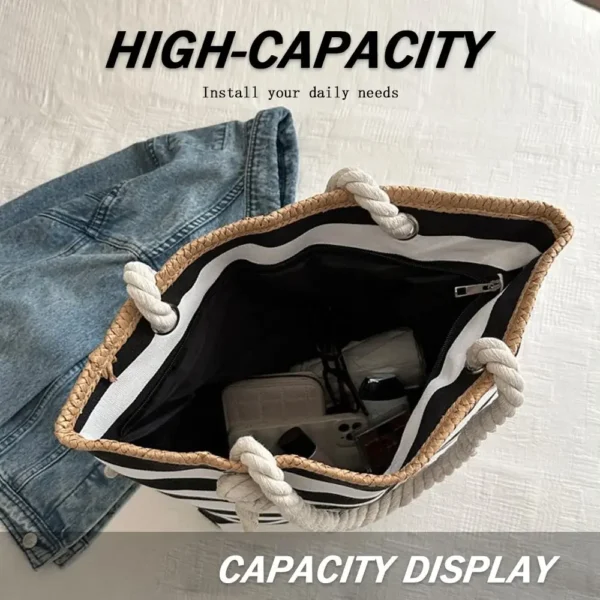 Die neuen Modehandtaschen 2025, Damen-Tragetaschen aus Segeltuch, Damen-Design, Geldbörsen für Damen, Strandtasche, gestreifte Tasche 4
