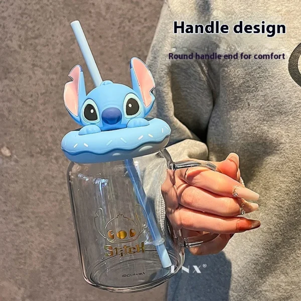 Cartoon Erdbeere Bär Judy Stich Stroh Glas 2025 Neue 480 ml Stroh Glas Büro Campus Mode Kawaii Glas Tasse Geschenk 3