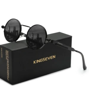 KINGSEVEN Original Designe Sonnenbrille Gothic Punk Polarisierte Männer UV400 Gläser Frauen Runde Rahmen Retro Outdoor Sommer Brillen